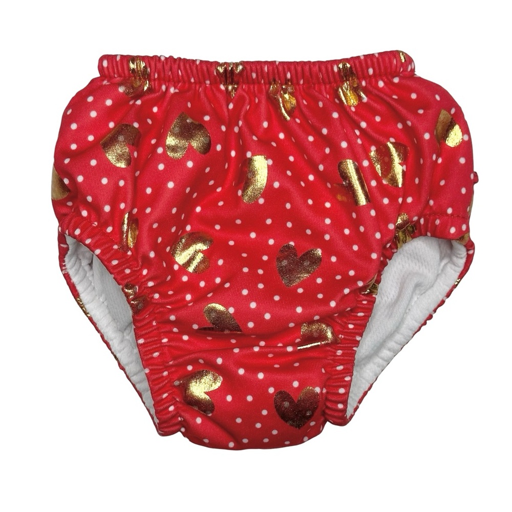 Iplay Red And Gold Heart Ruffle Bum Swim Diaper‎